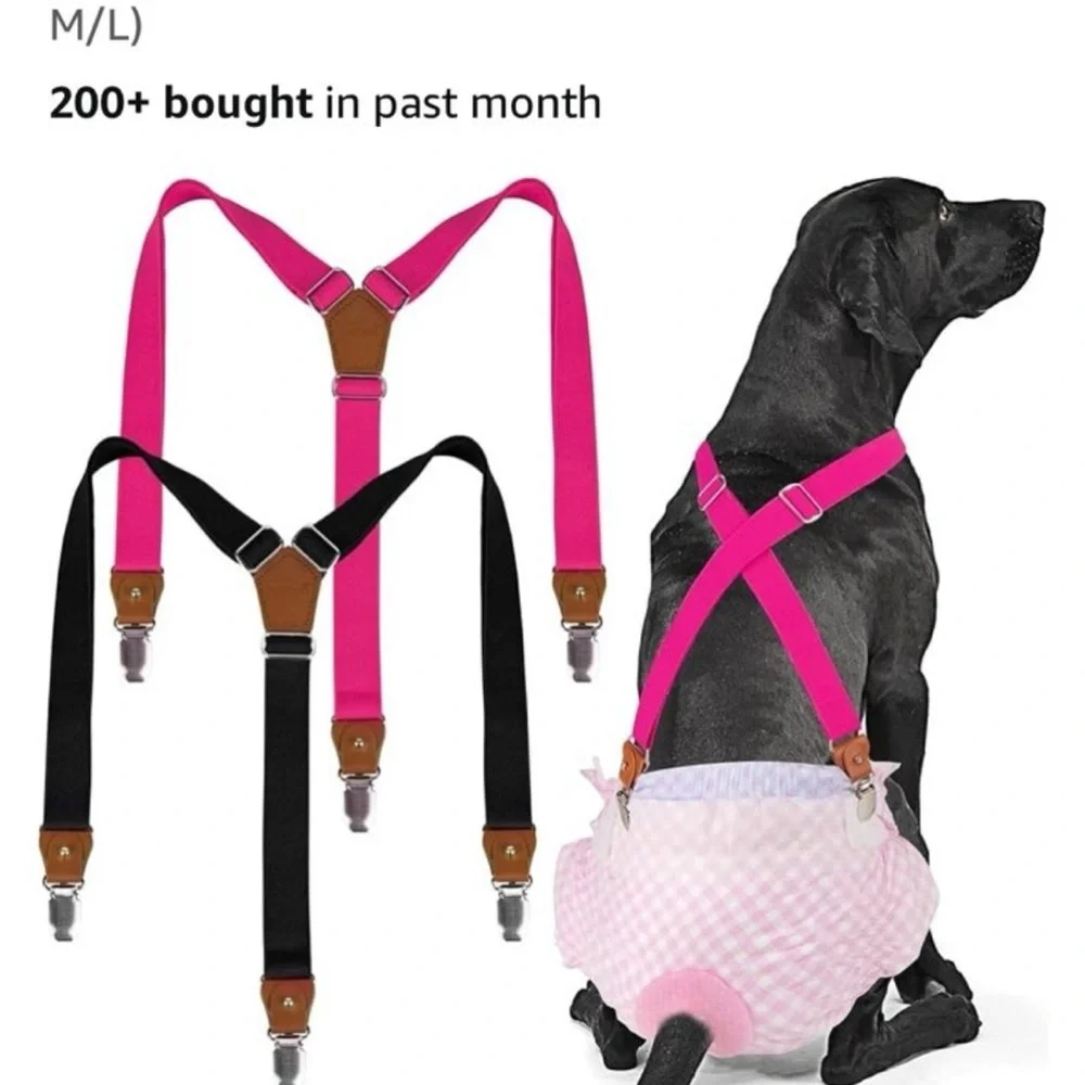 New Pet Soft Dog Pink Suspenders Diaper Keeper M/L